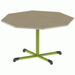 TABLE BANDANA OCT. Ø120 T5 PC STR POLY. HM. BEIGE/VERT AC - MOBIDECOR