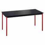 TABLE MULTI-USAGE L 160 X P 80 CM ZONZA NOIR PIEDS ROUGE