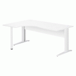 BUREAU COMPACT EXCELLENS L180 CM BLANC RETOUR À GAUCHE PIÉTEMENT 