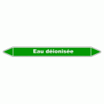 LOT DE 5 - MARQUEUR TUYAUTERIE - EAU DÉIONISÉE - VINYLE LAMINÉ - NFX 08-105 450 X 52 MM