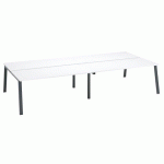 PÔLE DE 4 BUREAUX ECLA BLANC L 180 X P 80 CM PIÈTEMENT MÉTAL ANTHRACITE