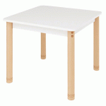 TABLE CLASSIK CARRÉE RÉGLABLE T0 À T3 - BLANC/HÊTRE - MANUTAN COLLECTIVITÉS