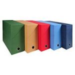 BOÎTES DE CLASSEMENT CARTON TOILÉ EXACOMPTA DOS 12 CM - COULEURS ASSORTIES - LOT DE 5