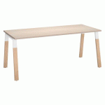 BUREAU DROIT ECLA CHÊNE CLAIR L 180 X P 80 CM PIÈTEMENT MÉTAL ET BOIS FINITION CHÊNE CLAIR