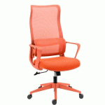CHAISE DE BUREAU LINO ORANGE - TISSU ET MAILLE - AVEC ACCOUDOIRS, APPUI-TÊTE ET SOUTIEN LOMBAIRE - MÉCANISME BASCULANT CENTRÉ - PIED NYLON