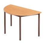 TABLE MODULAIRE DOMINO 1/2 ROND - L. 120 X P. 60 CM - PLATEAU HÊTRE - PIEDS BRUN