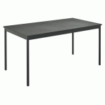 TABLE RECTANGULAIRE CONFORT BOIS NOIR 140 X 70 CM / PIEDS NOIRS