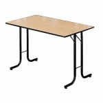 TABLE DE RÉUNION RECTANGULAIRE PLIANTE CLASSIQUE L 160 X P 70 CM HÊTRE PIÈTEMENT NOIR