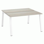 PÔLE DE 2 BUREAUX ECLA CHÊNE GRIS L 140 X P 60 CM PIÈTEMENT MÉTAL FINITION BLANC