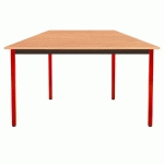TABLE MODULAIRE DOMINO TRAPEZE - L. 120 X P. 60 CM - PLATEAU HETRE - PIEDS ROUGES