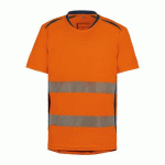 TEE SHIRT LONG LIFE ORANGE/MARINE MANCHES COURTES XL - T2S