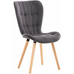 DÉCOSHOP26 - CHAISE DE SALLE À MANGER STYLE MODERNE ET CONFORTABLE DOSSIER HAUT EN TISSU VELOURS GRIS PIEDS EN BOIS CLAIR - OR