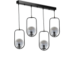 SUSPENSION-PLAFONNIER 4 GLOBES ALIGNÉS HAUTEUR DIFFÉRENT BULLA 65X80CM VERRE GRIS FUMÉ ET MÉTAL NOIR - NOIR / GRIS