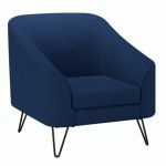 FAUTEUIL EVAZION, 1 PLACE, PIEDS MÉTAL, TISSU BLEU