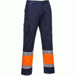 PANTALON DE PLUIE HAUTE-VISIBILITÉ COMBAT E049 BLEU/ORANGEXL - PORTWEST