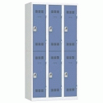 VESTIAIRE 3 COLONNES 300MM 2 CASES MORAILLON BLEU - VINCO