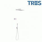 KIT DE DOUCHE THERMOSTATIQUE ÉLECTRONIQUE ET ENCASTRÉ SHOWER TECHNOLOGY BLANC MAT - TRES 09286563BM