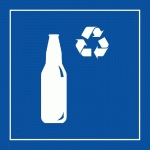 SIGNALÉTIQUE DE RECYCLAGE POUR VERRE - PI PF 065 - ISO 7001  - 250 X 250 MM - VINYLE SOUPLE AUTOCOLLANT - BLEU - LOT DE 2