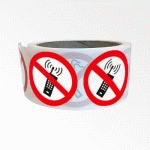 ROULEAU DE PICTOS - INTERDICTION TEL. MOBILE - 250 EX - ISO 7010  - 25 MM