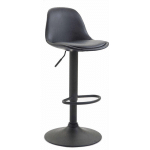 TABOURET DE BAR AVEC REPOSE-PIEDS DESIGN MODERNE EN SYNTHÉTIQUE NOIR PIEDS EN MÉTAL NOIR MAT - NOIR