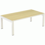 TABLE BASSE EASY OFFICE 114X60 CM PIED BLANC PLATEAU BLANC/HETRE - MANUTAN COLLECTIVITÉS
