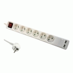 DLH MULTIPRISE SECTEUR (NF) AVEC INTERRUPTEUR - 6 PRISES ET 2 PORTS USB