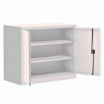 ARMOIRE MÉTAL PORTES BATTANTES MONOBLOC METY GRANDE PROFONDEUR H 100 X L 120 X P 60 CM GRIS CLAIR