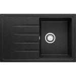 EVIER CUISINE EN GRANIT 78 X 50 CM LAVABO 1 BAC + KIT DE VIDAGE, ÉVIER À ENCASTRER DE PRIMAGRAN GRAPHITE - BLACK#WHITE