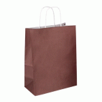 SACS BOUTIQUE KRAFT CHOCOLAT POIGNÉES TORSADÉES 22 X 18 X 8 CM - 50 SACS