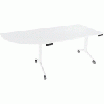 TABLE ABATTANTE AVEL 200X80 ANGLE À G BLANC PERLE/PIED BLANC - SIMMOB