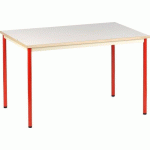 TABLE CHLOÉ 4 PIEDS 120 X 80 CM T6 PLATEAU BEIGE PIÉT.ROUGE RAL 3000 - MANUTAN COLLECTIVITÉS