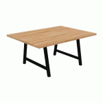 TABLE DE RÉUNION SYNERGY L 160 X P 120 X H 74 CM PIED MÉTAL NOIR PLATEAU CHÊNE NATUREL