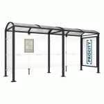 ABRI BUS VOÛTE 5 M VITRINE - 1 BARDAGE LATÉRAL - NOIR 9005 - PROCITY