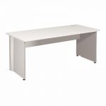 BUREAU DROIT ACTIVITY - L. 180 X P. 80 CM - PLATEAU BLANC - PIEDS PLEINS 'BLANC'