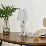 LINDBY LAMPE À POSER HERRY, BLANC, CÉRAMIQUE, CHIEN, HAUTEUR 46,5 CM