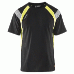 T-SHIRT NOIR/JAUNE FLUORESCENT TAILLE S - 333210309933S - MANUTAN COLLECTIVITÉS