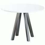 TABLE RÉUNION EVAN Ø 100 CM PIED NOIR PLATEAU STRAT BLANC - MBA