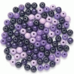 6.1655.052 - SACHET DE 28 PERLES EN BOIS, DIAMÈTRE 12 MM, ASSORTIMENT DE LILAS