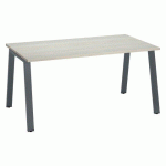 BUREAU DROIT ECLA CHÊNE GRIS L 160 X P 80 CM PIÈTEMENT MÉTAL FINITION ANTHRACITE