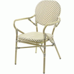 CHAISE DE BISTROT TANGO EN ROTIN - BAMBOU-BLANC/NOIR - VEBA