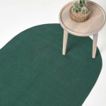 HOMESCAPES - TAPIS OVALE TISSÉ À PLAT EN COTON VERT ANGLAIS, 110 X 170 CM - VERT ANGLAIS