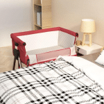 LIT POUR B�B� AVEC MATELAS ROUGE TISSU DE LIN - VIDAXL