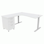 PACK BUREAU+CAISS IDEA ASYM. RET. À GAUCHE 160 CM BLANC/ALU - QUADRIFOGLIO