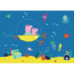 POSTER INTISSÉ PEPPA PIG AVEC SA FAMILLE DANS L'EAU - 155 X 110 CM