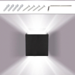 EINFEBEN - APPLIQUE MURALE LED EXTÉRIEUR MODERNE IP65 ESCALIER COULOIR LAMPE CARRÉ UP DOWN LUMIÈRE DÉCO 12W NOIR BLANC FROID - BLANC FROID