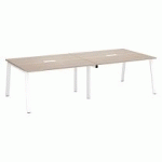 EXTENSION TABLE DE RÉUNION CHÊNE GRIS L 140 X P 126 CM - PIÉTEMENT MÉTAL BLANC - ARCH