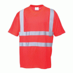 LOT DE 2 - PORTWEST S478 T-SHIRT HI-VIS ROUGE - TAILLE M