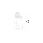 LOT DE 2 TABOURETS DE BAR H75 CM BLANC - ADRYA