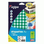 PASTILLE ADHÉSIVE Ø 15 MM AGIPA 114311 VERTE - BOÎTE DE 960