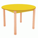 TABLE CLASSIK RONDE RÉGLABLE T3 À T4 - JAUNE/HÊTRE - MANUTAN COLLECTIVITÉS
